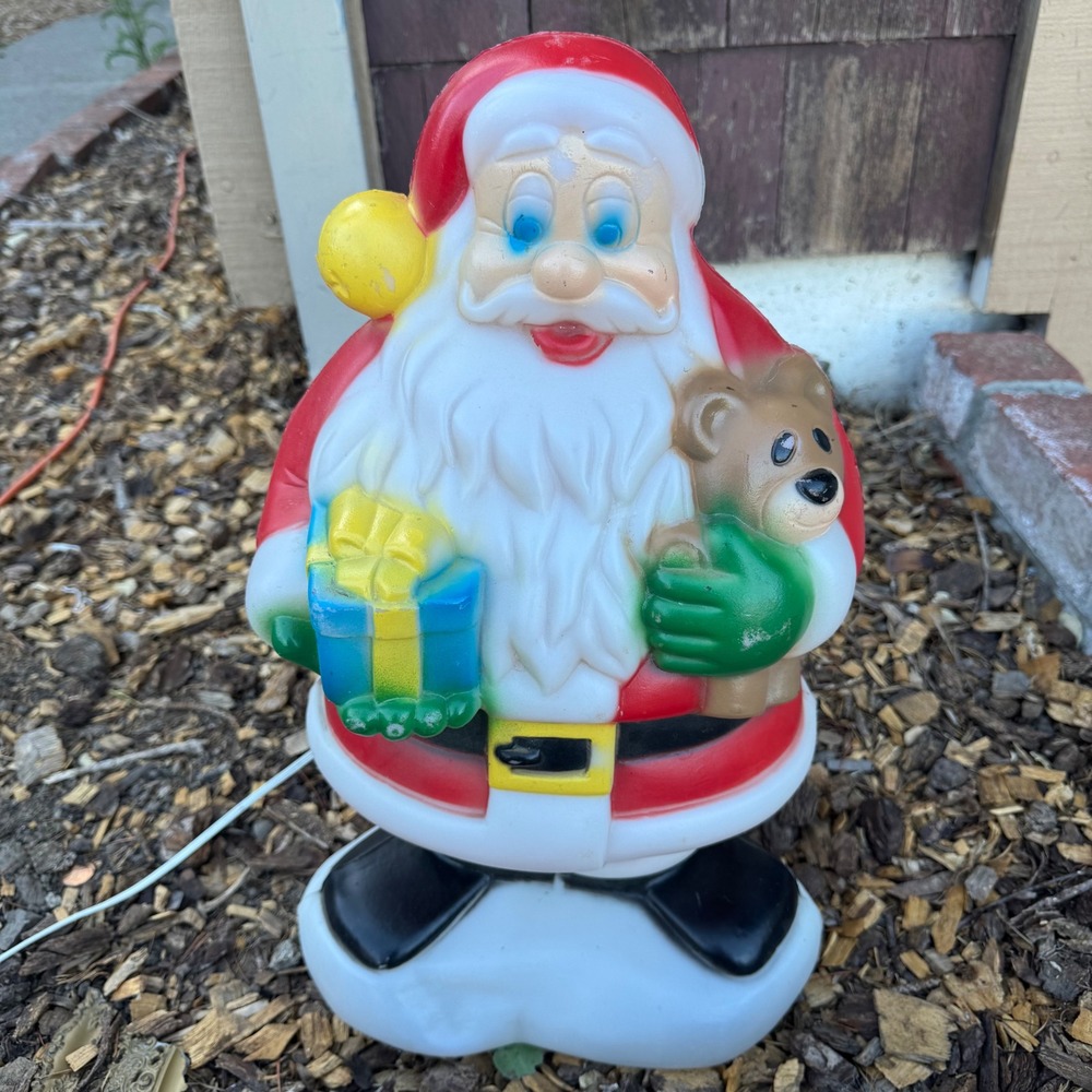 Vintage General Foam Plastics Santa Blow Mold Christmas Light Up Decor 18"